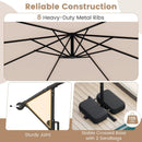 10 Feet Solar Offset Hanging Umbrella with Base and LED Lights by LJGDeals