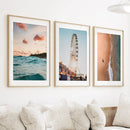 California Travel Wall Art Prints. Ferris Wheel, Ocean Sunset by Wall Art Set
