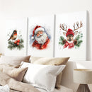 Christmas Print Set of 3: Santa, Reindeer, Holiday Wall Art by Wall Art Set