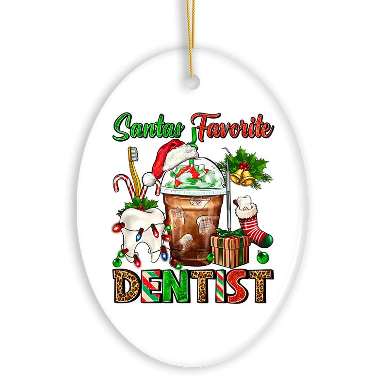 Festive Holiday Santa’s Favorite Dentist Christmas Ornament, Dental Gift