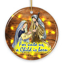 Festive Nativity Ornament with Jesus and Mary Birth of Christ Iconography