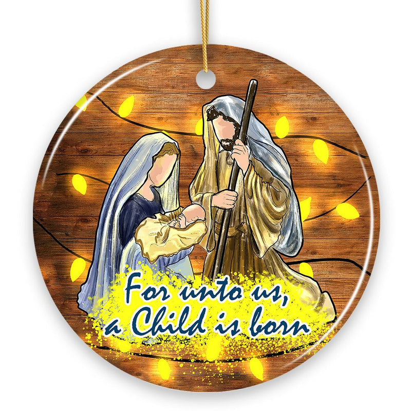 Festive Nativity Ornament with Jesus and Mary Birth of Christ Iconography