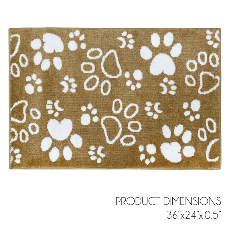 Sussex Home, Landing Rug, Slip Resistant Indoor Carpets Includes Adhesive Tape  2' x 3'-Paw Collection | Beige&White