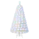 6/7 Feet Pre-Lit Fiber Optic White Snow-Flocked Artificial Christmas Tree
