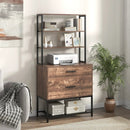 Freestanding File Cabinet with Charging Station and 3-Tier Open Shelves by DirectDeals