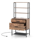 Freestanding File Cabinet with Charging Station and 3-Tier Open Shelves by LJGDeals