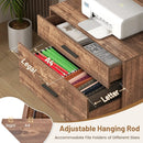 Freestanding File Cabinet with Charging Station and 3-Tier Open Shelves by DirectDeals
