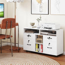 File Cabinet with Lock Mobile Lateral Filing Storage Organizer Modern Rolling Printer Stand