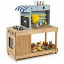 Kids Wooden Mud Kitchen Playset with Canopy and Faucet