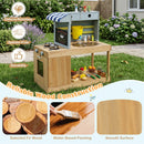 Kids Wooden Mud Kitchen Playset with Canopy and Faucet