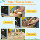Kids Wooden Mud Kitchen Playset with Canopy and Faucet