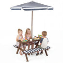 Fir Wood Kids Picnic Table with 2 Built-in Benches and Umbrella by LJGDeals