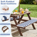 Fir Wood Kids Picnic Table with 2 Built-in Benches and Umbrella