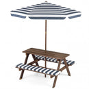 Fir Wood Kids Picnic Table with 2 Built-in Benches and Umbrella by LJGDeals