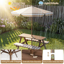 Fir Wood Kids Picnic Table with 2 Built-in Benches and Umbrella