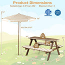 Fir Wood Kids Picnic Table with 2 Built-in Benches and Umbrella by DirectDeals