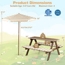 Fir Wood Kids Picnic Table with 2 Built-in Benches and Umbrella by LJGDeals