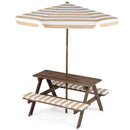 Fir Wood Kids Picnic Table with 2 Built-in Benches and Umbrella by DirectDeals
