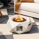40000 BTU 28 Inch Hexagon Terrazzo Propane Fire Pit Table with Stainless Steel Burner by LJGDeals