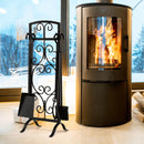 5 Piece Wrought Iron Fireplace Tools with Decor Holder-Black by LJGDeals
