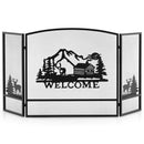 55 x 29.5 Inch Fireplace Screen with Natural Scenery and Moose Pattern-Black by LJGDeals