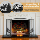 55 x 29.5 Inch Fireplace Screen with Natural Scenery and Moose Pattern-Black by LJGDeals