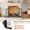 59.5 x 32.5 Inch Fireplace Screen with Floral Pattern-Black by LJGDeals