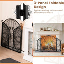 59.5 x 32.5 Inch Fireplace Screen with Floral Pattern-Black by LJGDeals