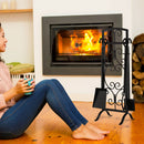 5 Piece Wrought Iron Fireplace Tools with Decor Holder-Black by LJGDeals