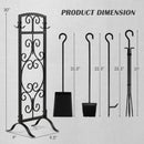 5 Piece Wrought Iron Fireplace Tools with Decor Holder-Black by LJGDeals