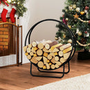 Firewood Log Hoop 20 Inch Round Heavy-duty Metal Curved Log Rack with Stand by LJGDeals