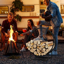 Firewood Log Hoop 20 Inch Round Heavy-duty Metal Curved Log Rack with Stand by LJGDeals