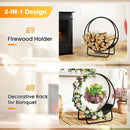 Firewood Log Hoop 20 Inch Round Heavy-duty Metal Curved Log Rack with Stand by LJGDeals