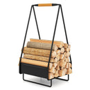 Firewood Storage Rack Heavy-duty Metal Log Holder with Handle and Square Rack by LJGDeals