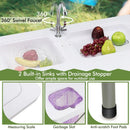 Fish Cleaning Table with 2 Sinks and 360° Rotatable Fauce-White by LJGDeals