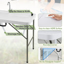Fish Cleaning Table with 2 Sinks and 360° Rotatable Fauce-White by LJGDeals