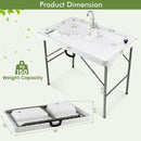 Fish Cleaning Table with 2 Sinks and 360° Rotatable Fauce-White by LJGDeals