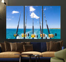 Fishing Roads on Boat Canvas Wall Art Print Ocean Seascape
