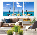 Fishing Roads on Boat Canvas Wall Art Print Ocean Seascape