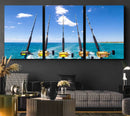 Fishing Roads on Boat Canvas Wall Art Print Ocean Seascape