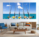 Fishing Roads on Boat Canvas Wall Art Print Ocean Seascape