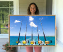 Fishing Roads on Boat Canvas Wall Art Print Ocean Seascape