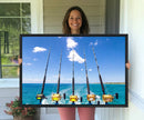Fishing Roads on Boat Canvas Wall Art Print Ocean Seascape