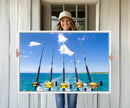 Fishing Roads on Boat Canvas Wall Art Print Ocean Seascape
