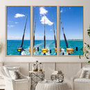 Fishing Roads on Boat Canvas Wall Art Print Ocean Seascape