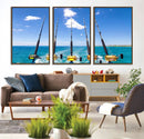 Fishing Roads on Boat Canvas Wall Art Print Ocean Seascape
