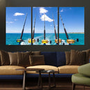Fishing Roads on Boat Canvas Wall Art Print Ocean Seascape