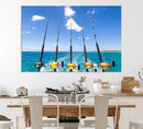 Fishing Roads on Boat Canvas Wall Art Print Ocean Seascape