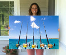 Fishing Roads on Boat Canvas Wall Art Print Ocean Seascape