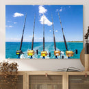 Fishing Roads on Boat Canvas Wall Art Print Ocean Seascape